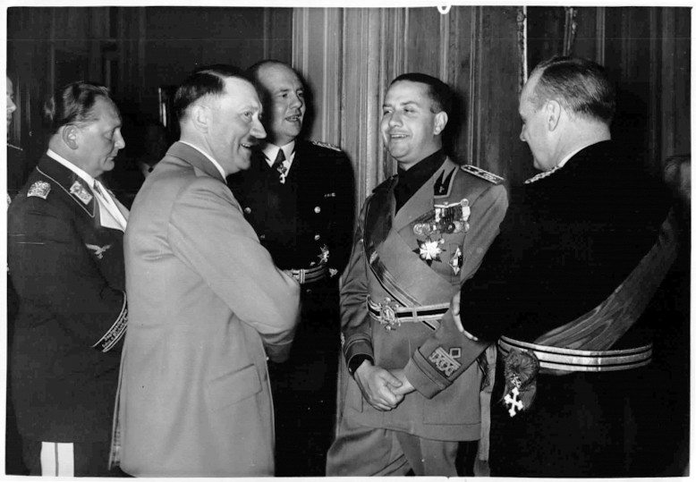 Adolf Hitler in conversation with Italian ambassador Galeazzo Ciano